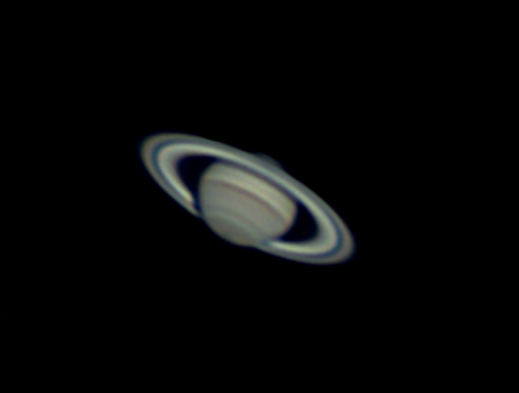 A telescopic image of Saturn and its rings