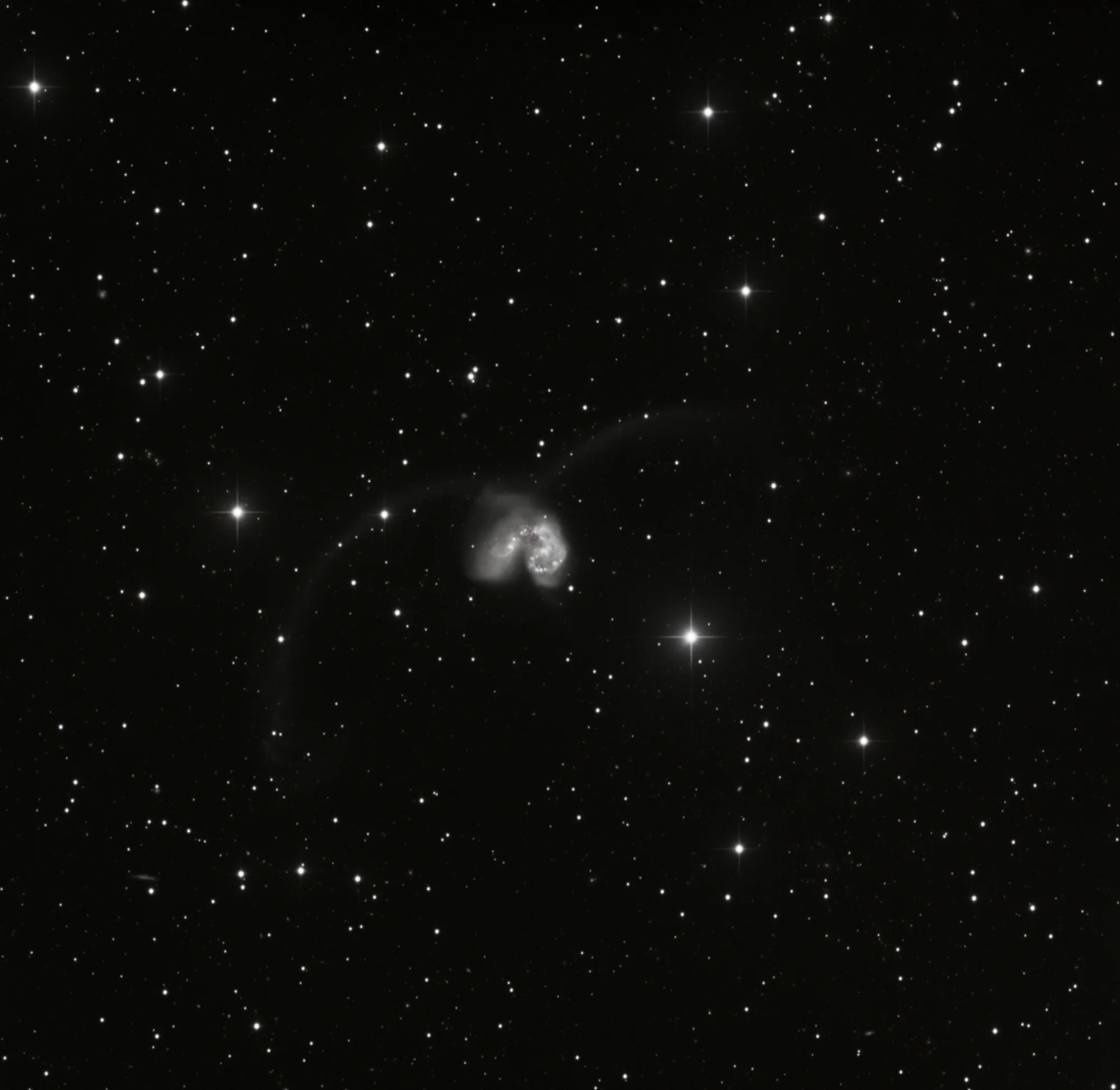 The interacting Antennae Galaxies with long tidal tails